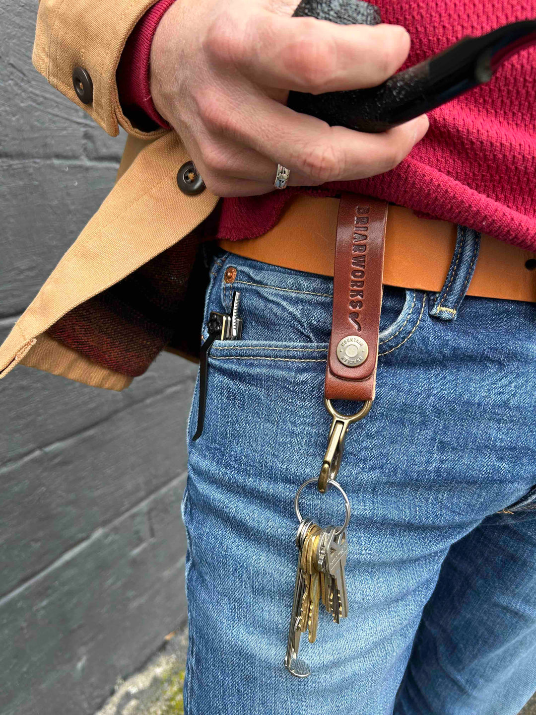 BriarWorks x Bradley Mountain Leather Key Fob and Pipe Rest - Brown